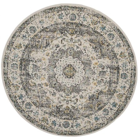 Safavieh Evoke Power Loomed Round Area Rug Grey & Gold - 6 ft.-7 in. x 6 ft.-7 in. EVK220B-7R